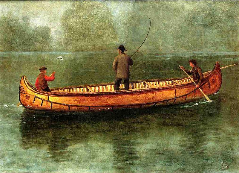 Albert Bierstadt Fishing_from_a_Canoe oil painting image